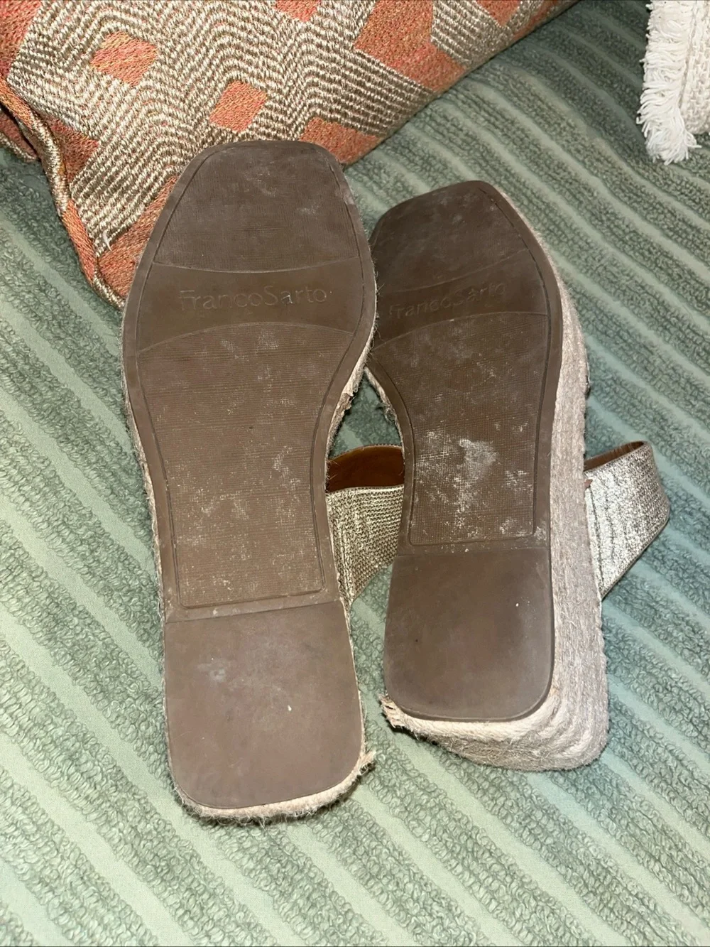 Franco Sarto Gold Metallic Espadrille Wedge Sandals
